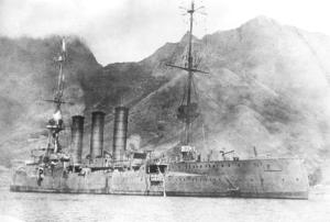 SMS Dresden, which would be scuttled after the Battle of Mas a Tierra off Chile